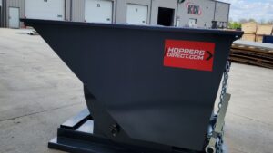 an up close look at a dumpster hopper