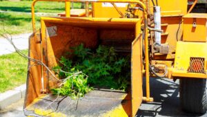 wood being mulched