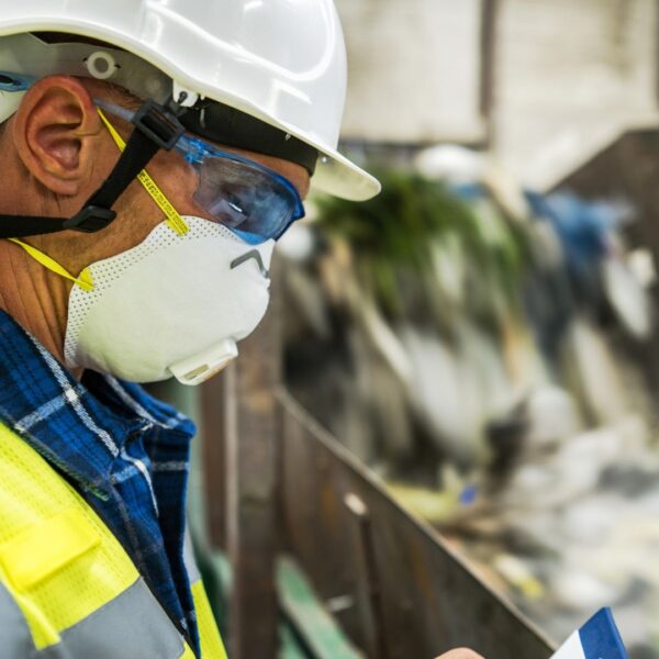 Worker overlooking waste